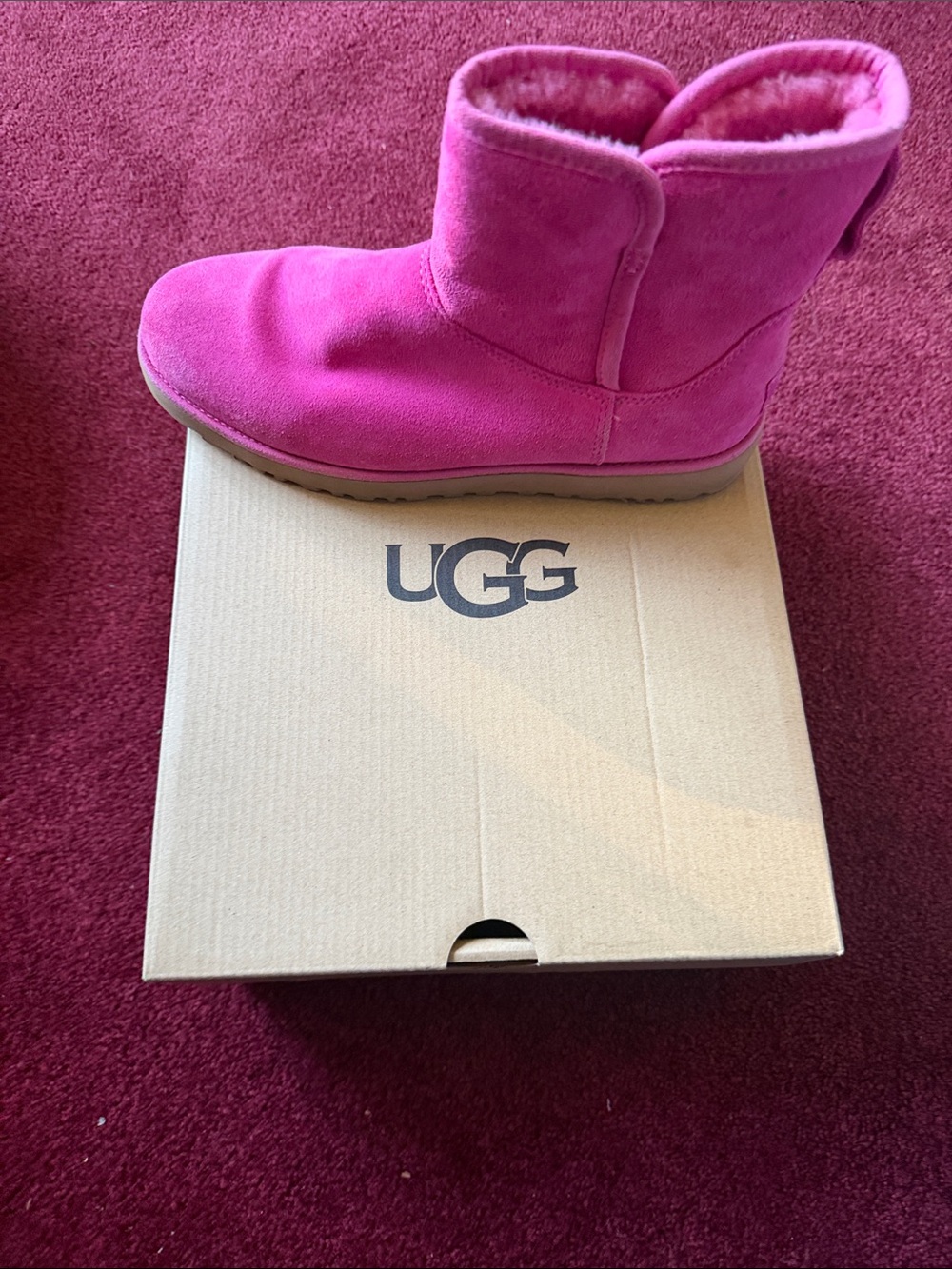 UGG Pink Suede Classic Short Boot